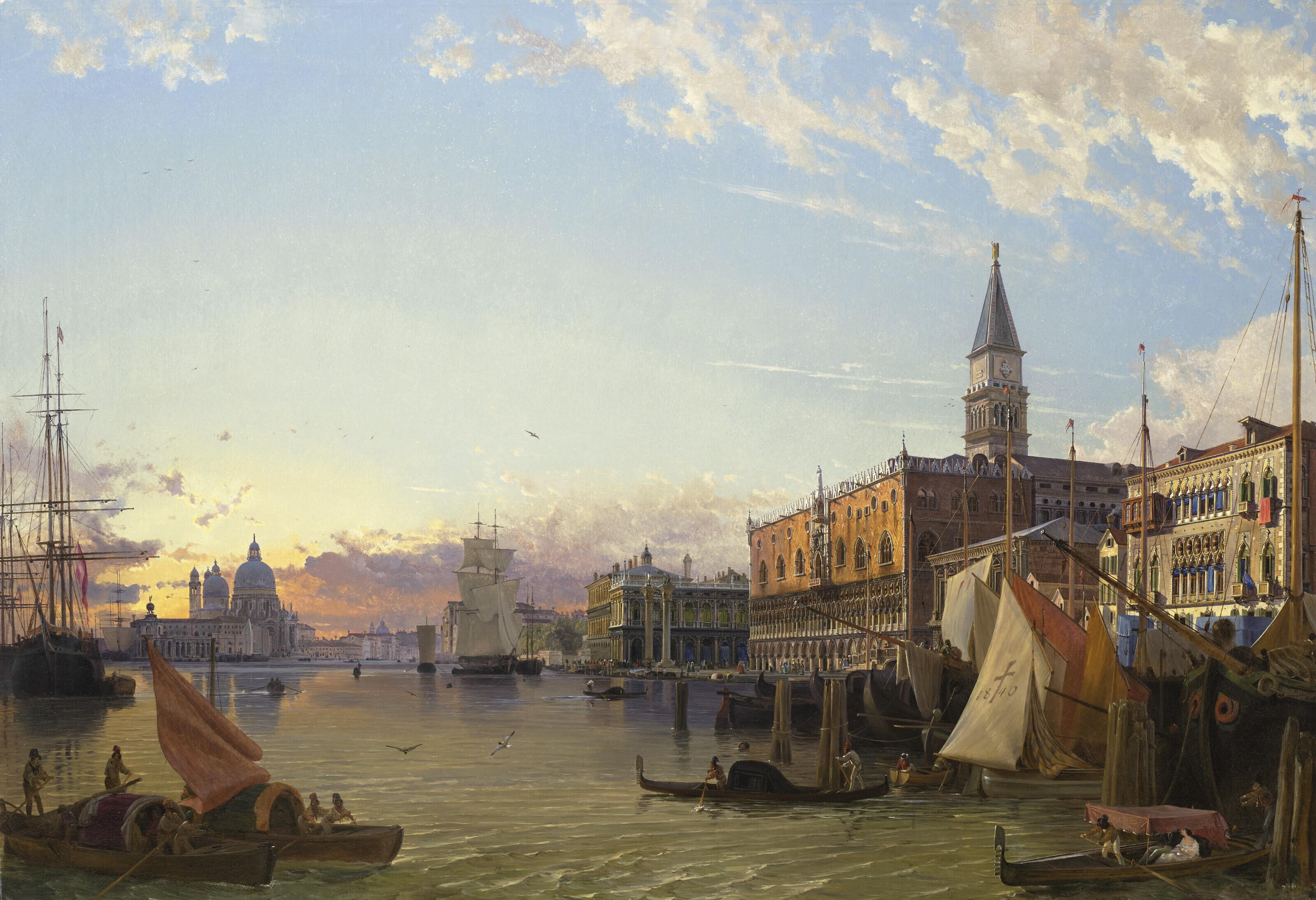 Friedrich Nerly - The Doge\'s Palace and the Piazzetta di San Marco with a View of the Grand Canal and Santa Maria Della Salute Beyond