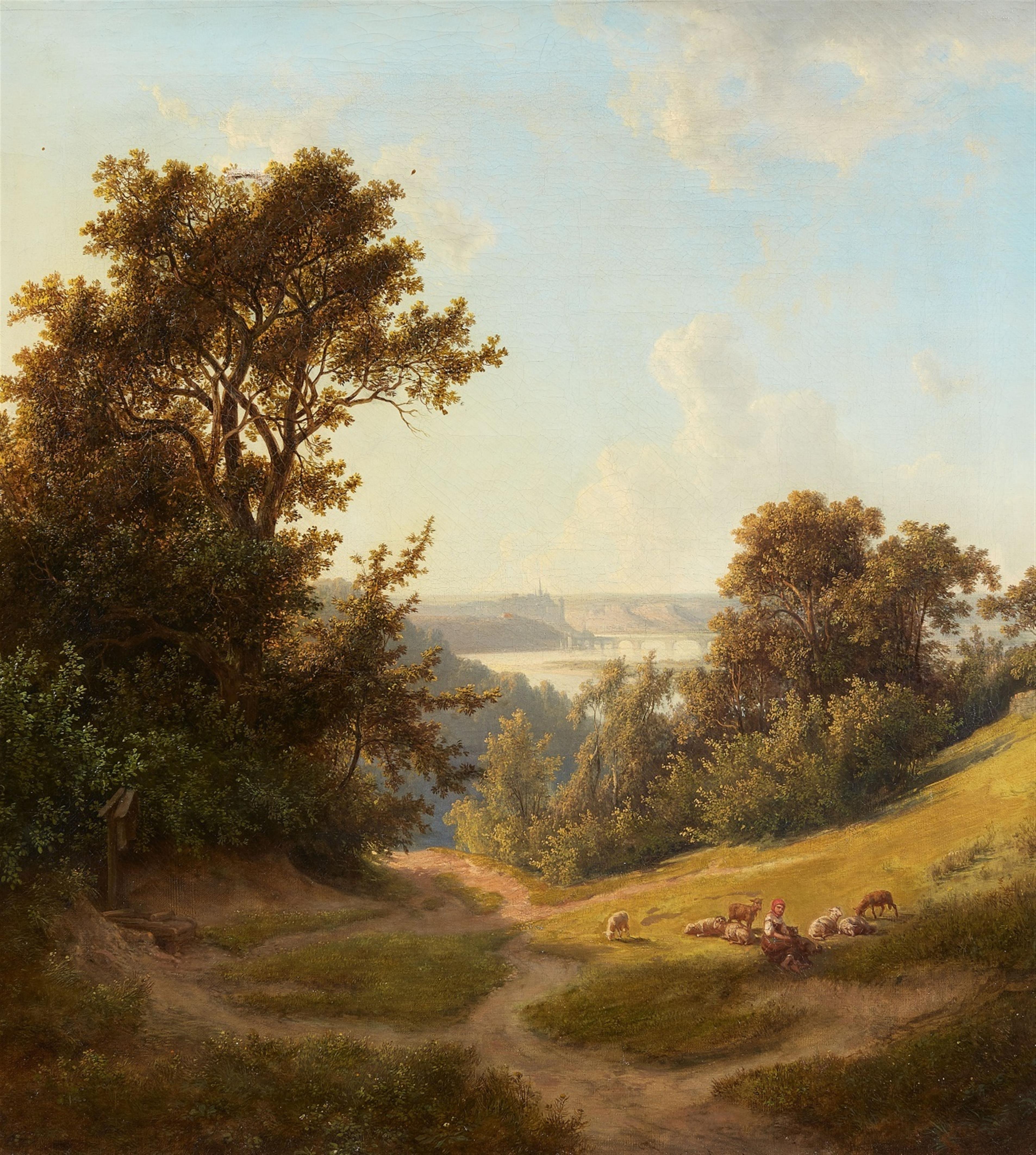 Friedrich Otto Georgi - Elblandschaft mit Blick auf Meißen und die Albrechtsburg