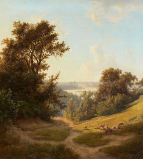 Friedrich Otto Georgi - Elblandschaft mit Blick auf Meißen und die Albrechtsburg