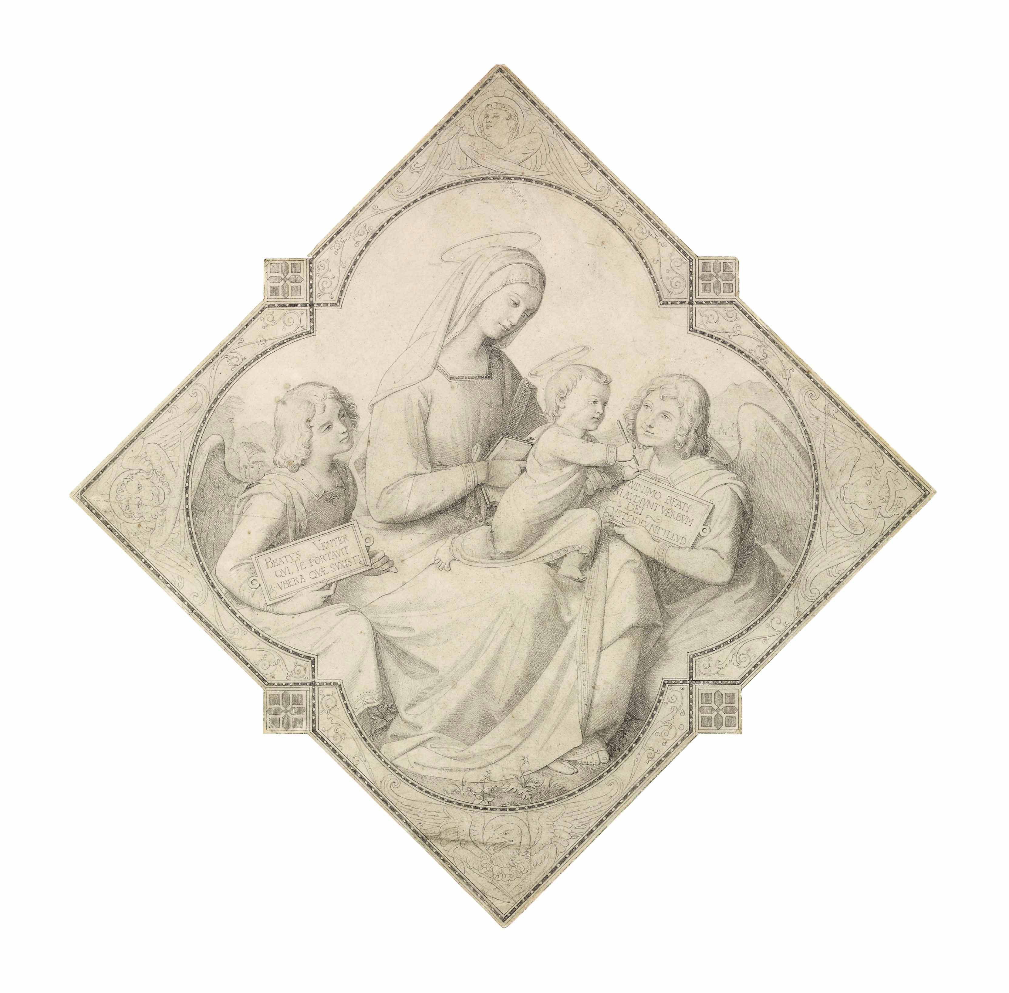 Friedrich Overbeck - The Madonna and Child surrounded by angels