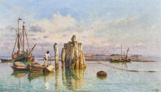Friedrich Paul Nerly - Fischer in der Lagune vor Venedig.