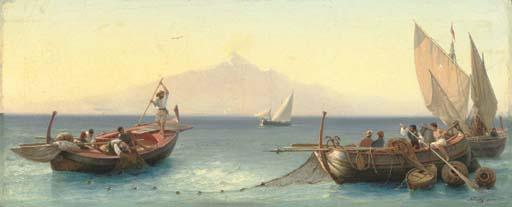 Friedrich Paul Nerly - Fishermen In The Bay of Naples