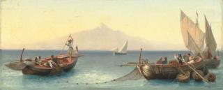 Friedrich Paul Nerly - Fishermen In The Bay of Naples