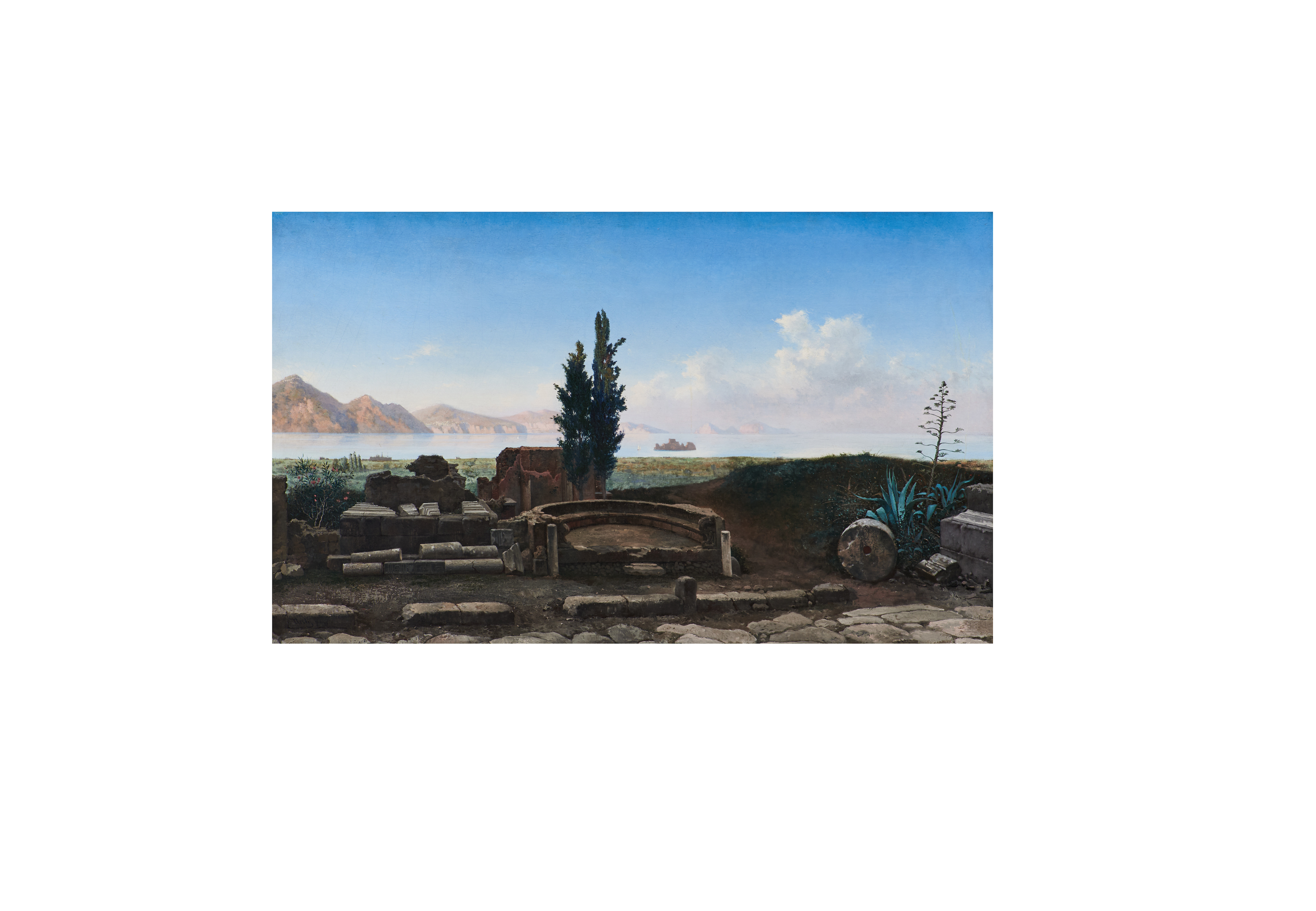 Friedrich Paul Nerly - Sunrise at Pompeii 29 1/4 x 48 in. (74.0 x 122.0 cm) framed 41 1/2 x 60 x 4 1/4 in.