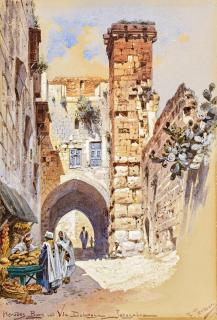 Friedrich Perlberg - Arabische Händler in der Via Dolorosa in Jerusalem
