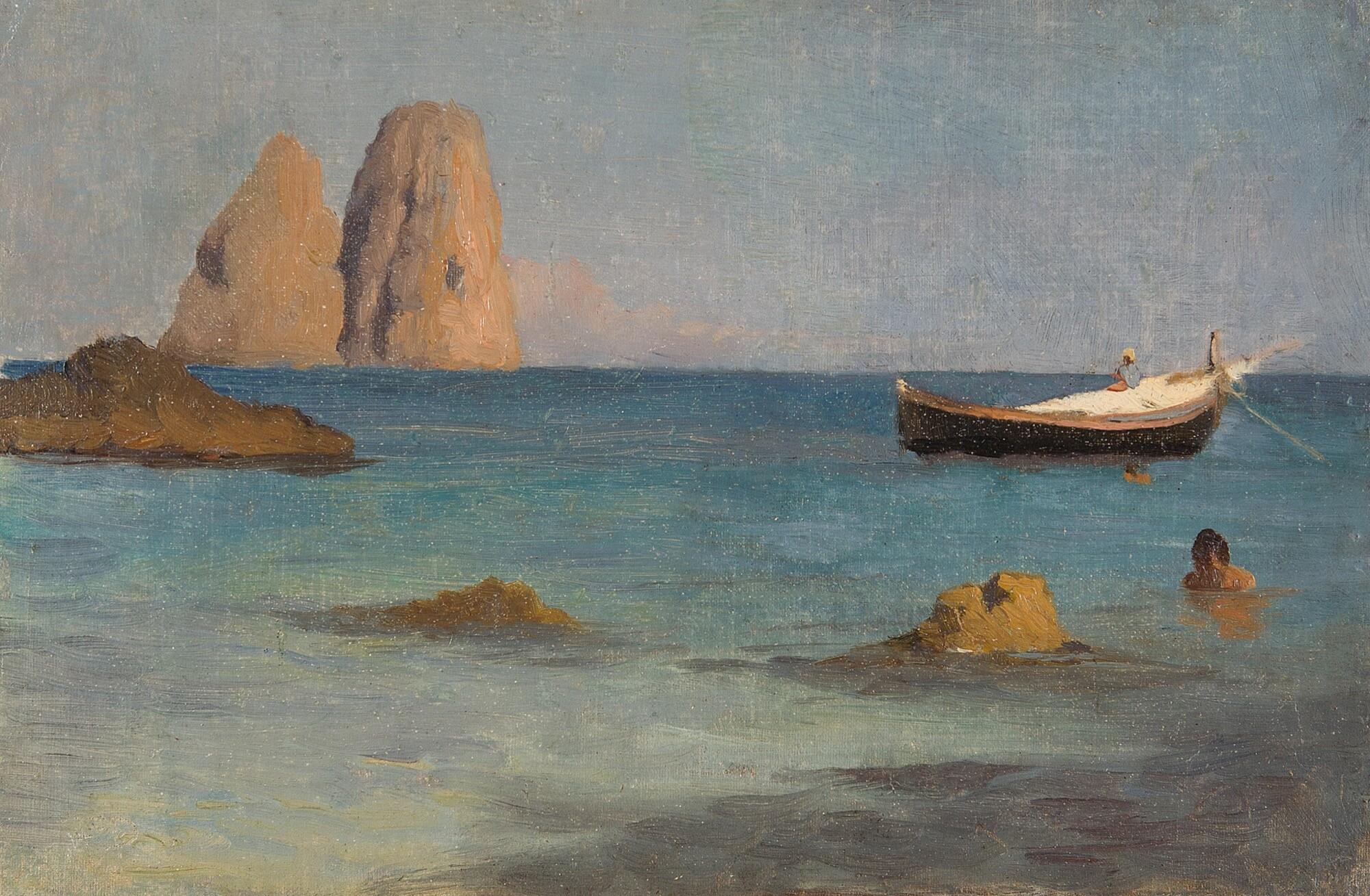 Friedrich Perlberg - Blick auf die Faraglioni Felsen bei Capri.