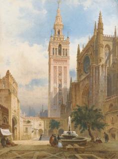 Friedrich Perlberg - The cathedral and Giralda Tower, Sevilla