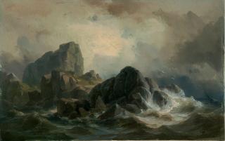 Friedrich Preller d. Ä. - Felsen in Brandung (Skudesnaes, Norwegen).