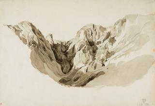 Friedrich Preller d. Ä. - Hochgebirgsstudie.