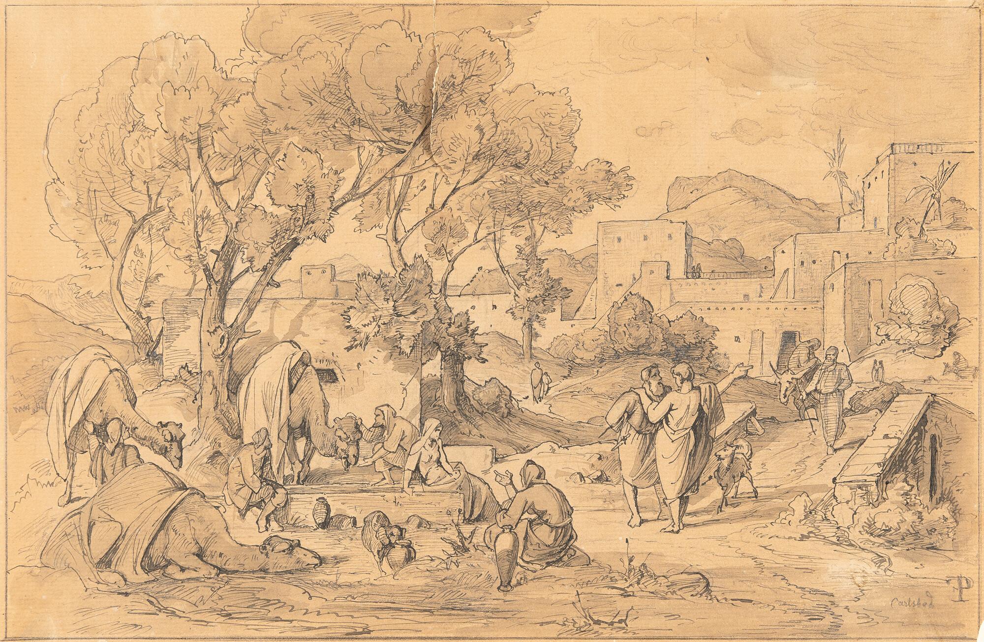 Friedrich Preller d. Ä. - Rebecca und Eliezar am Brunnen