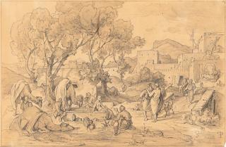 Friedrich Preller d. Ä. - Rebecca und Eliezar am Brunnen