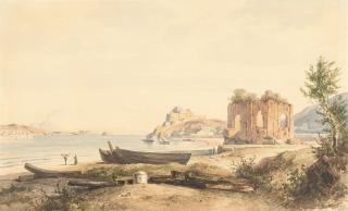 Friedrich Preller d. J. - Ansicht des Venustempels bei Baja mit dem Kastell