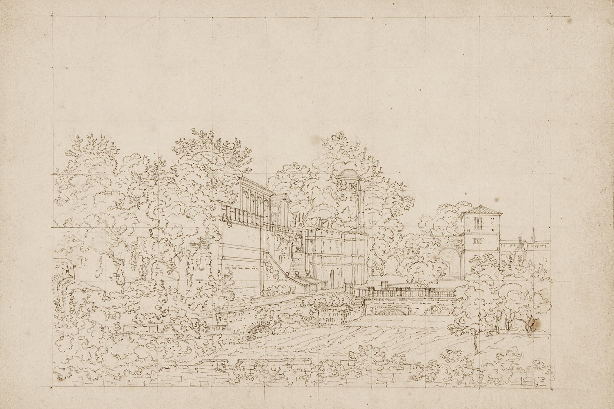 Friedrich Salathé - Ansicht eines Schlosses mit Park.