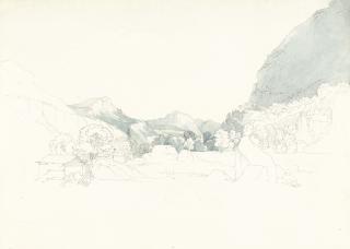 Friedrich Salathé - Ein felsiges Flusstal mit Bergen auf beiden Seiten