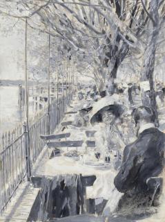Friedrich Stahl - Caféterrasse am Starnberger See (?)