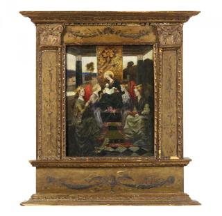 Friedrich Stahl - Die Anbetung des hl. Kindes mit zwei Engeln, der hl. Katharina und der hl. Barbara