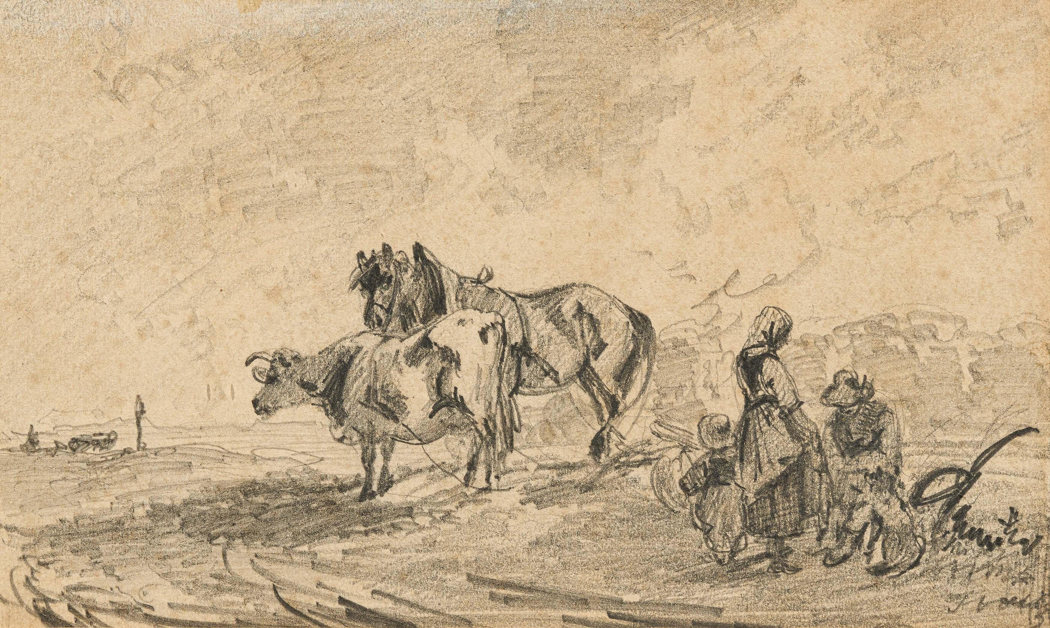 Friedrich Voltz - Bauernfamilie auf dem Feld.