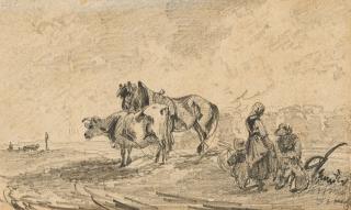 Friedrich Voltz - Bauernfamilie auf dem Feld.