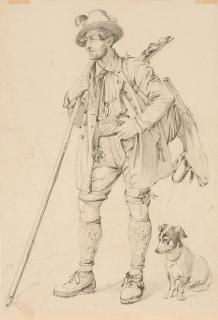 Friedrich Voltz - Jäger mit Hund.