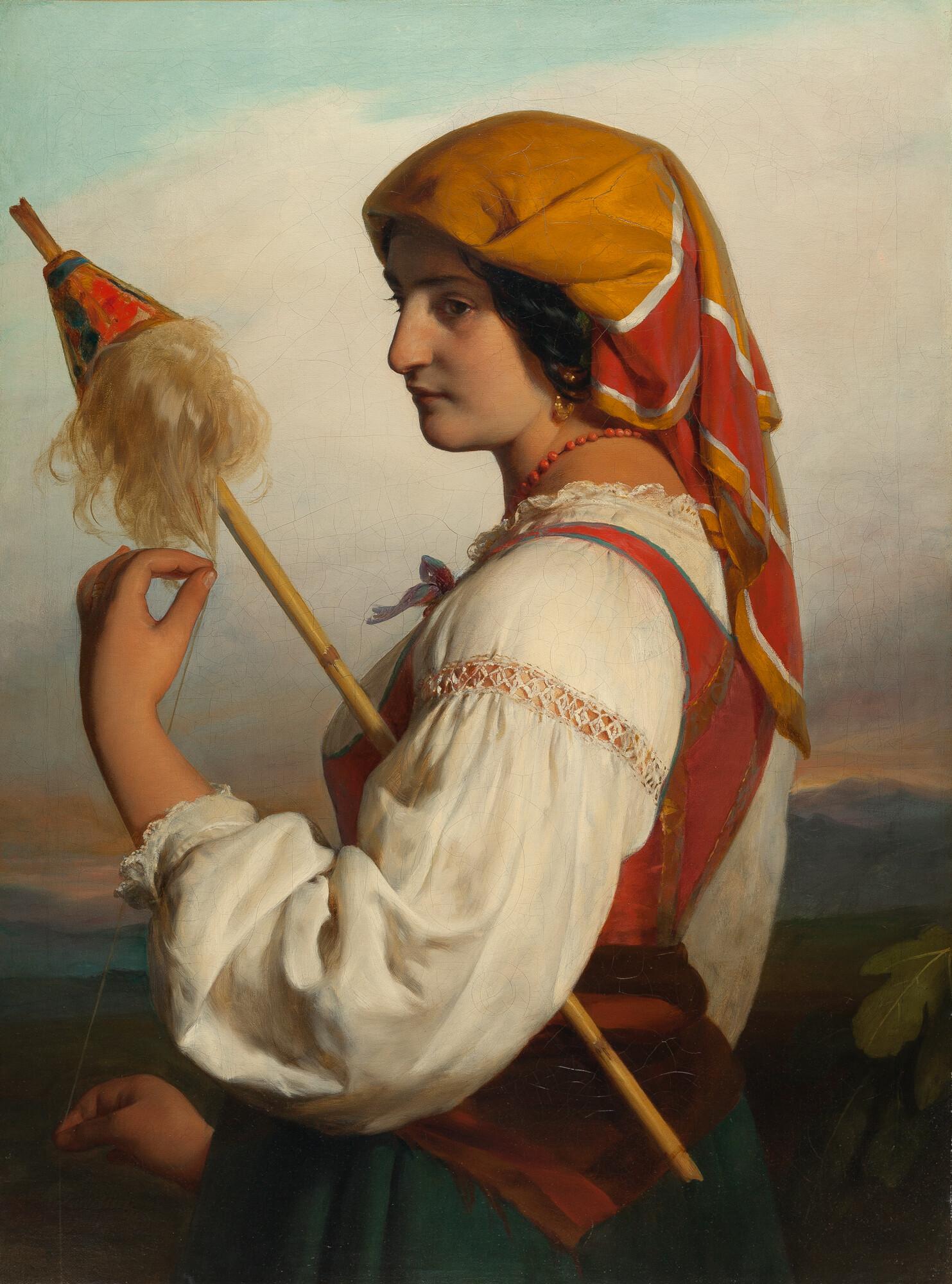 Friedrich von Amerling - Italienerin mit Spinnrocken