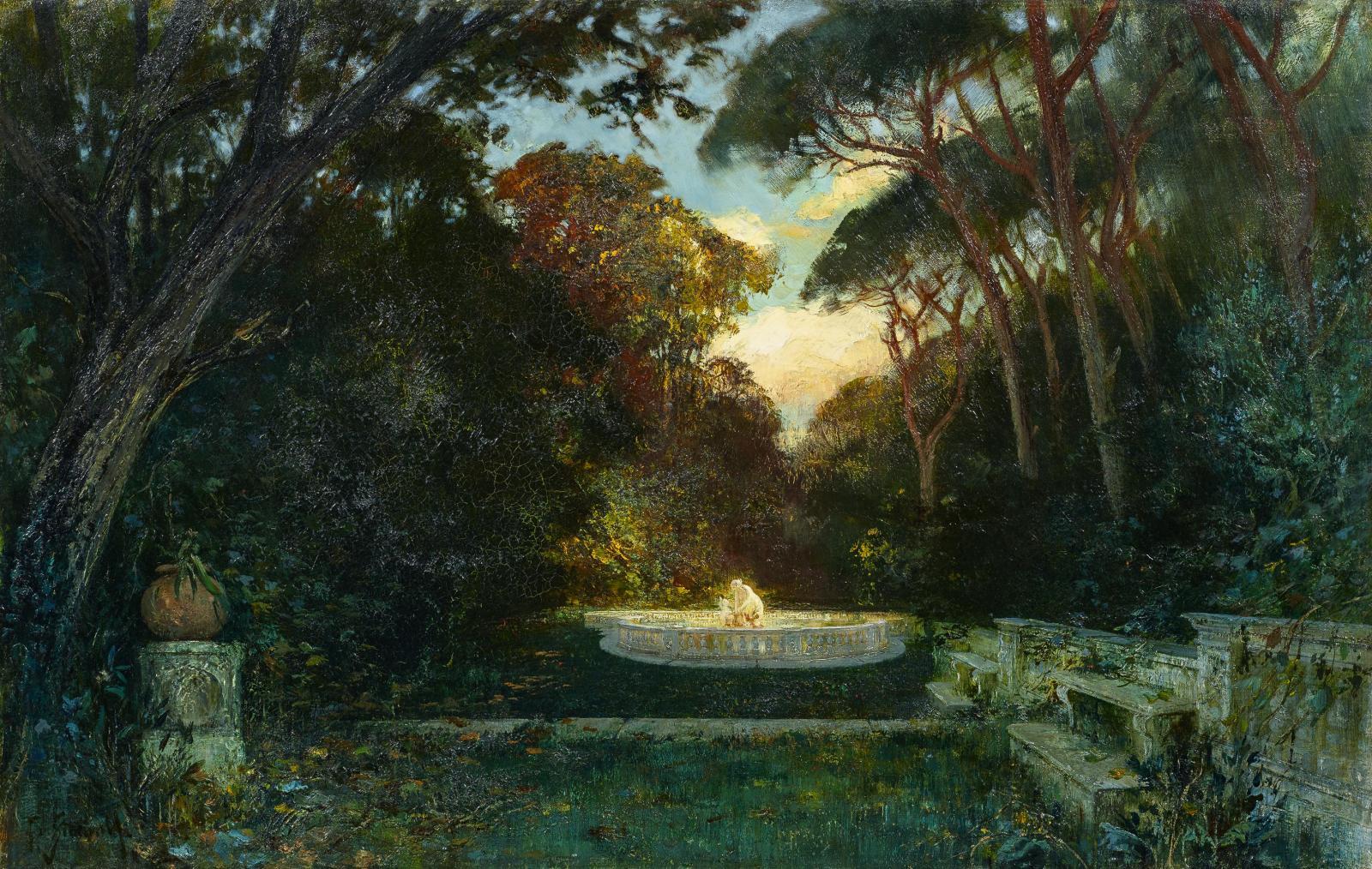 Friedrich von Schennis - Parklandschaft mit Bassin