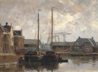 Frits J. Goosen - Barges On The River