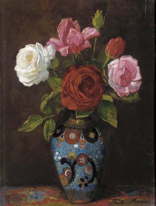 Frits Maris - Roses a cloissoné vase