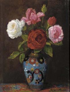 Frits Maris - Roses a cloissoné vase