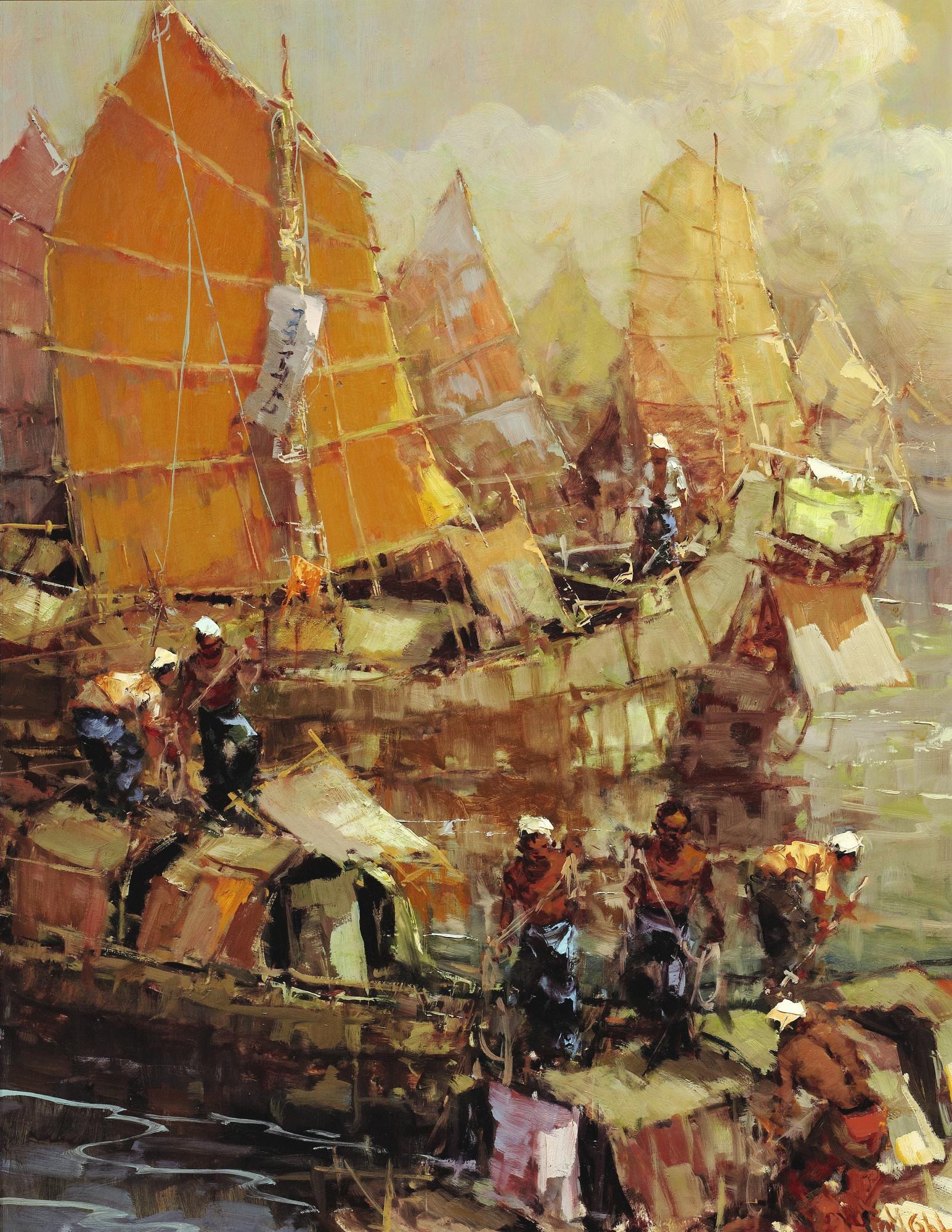 Frits Ohl - Harbour Scene With Sampans