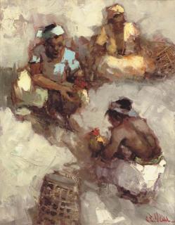 Frits Ohl - Preparing for a cock fight