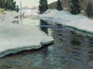 Frits Thaulow - Bachlauf im Winter