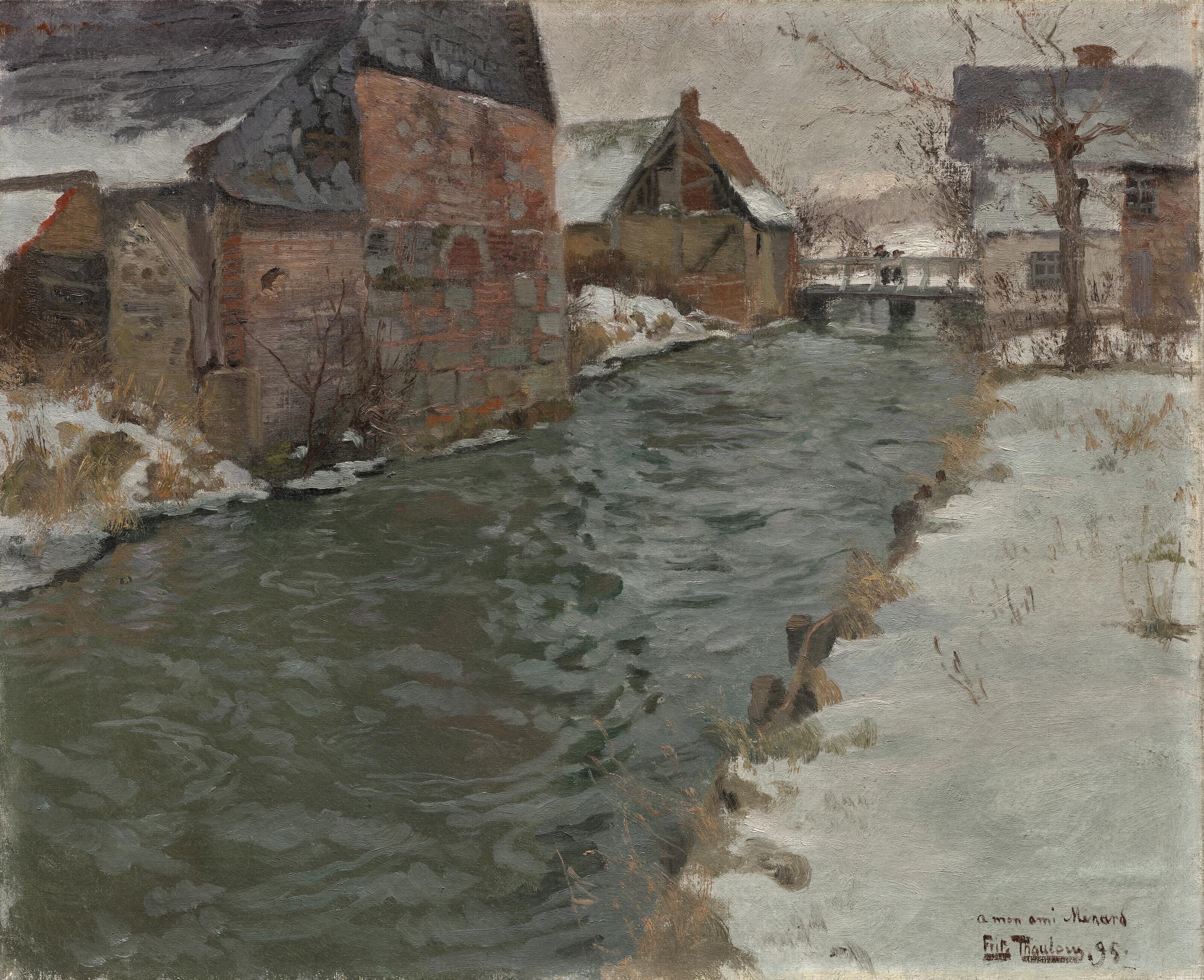 Frits Thaulow - Hameau en bord de rivière