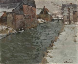 Frits Thaulow - Hameau en bord de rivière