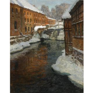 Frits Thaulow - Norwegian fra Akerselven (The Akerselven River In The Snow)