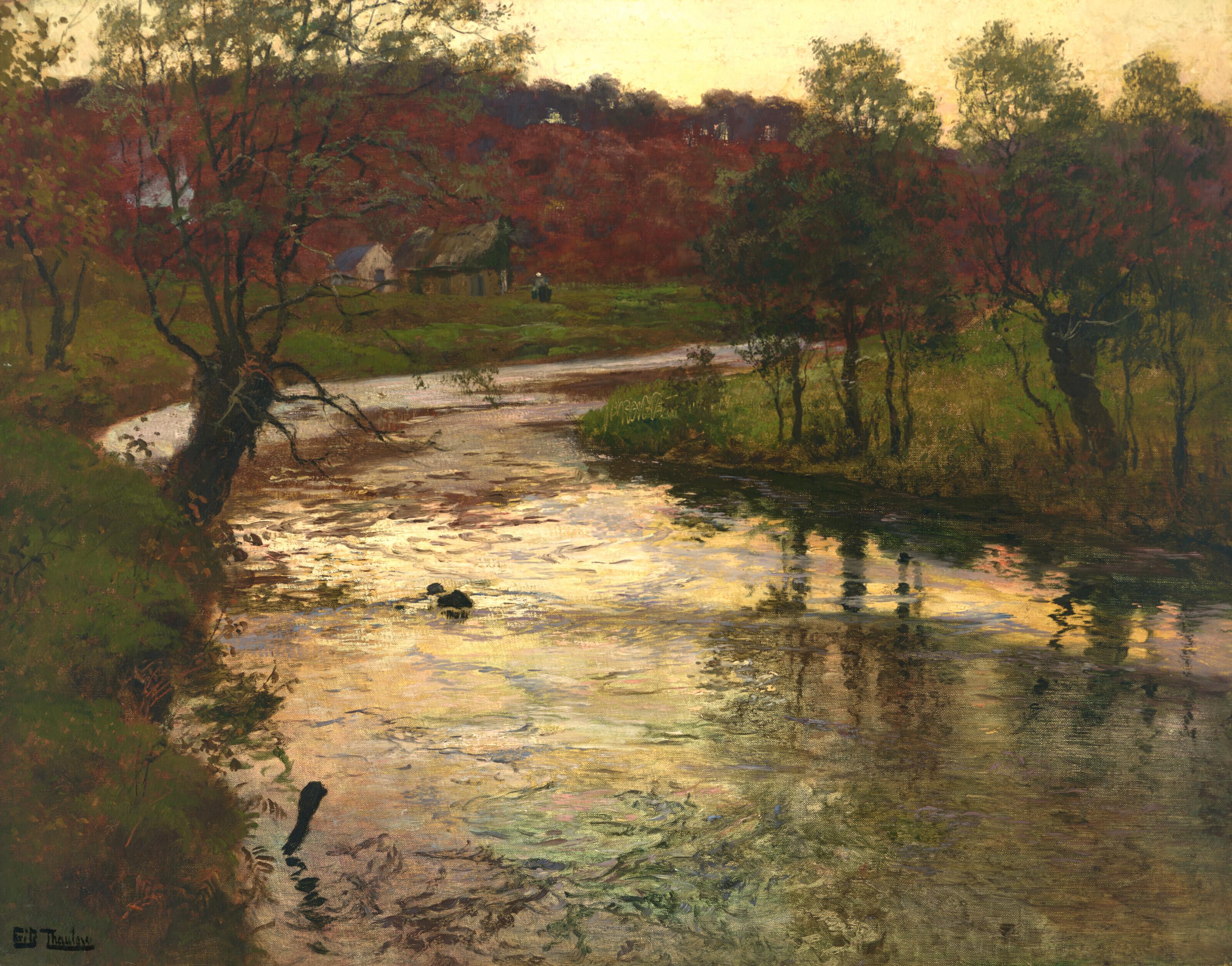 Frits Thaulow - Sunset over L\'Elle river, near Quimperlé, France