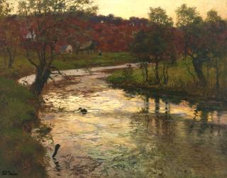 Frits Thaulow - Sunset over L\'Elle river, near Quimperlé, France