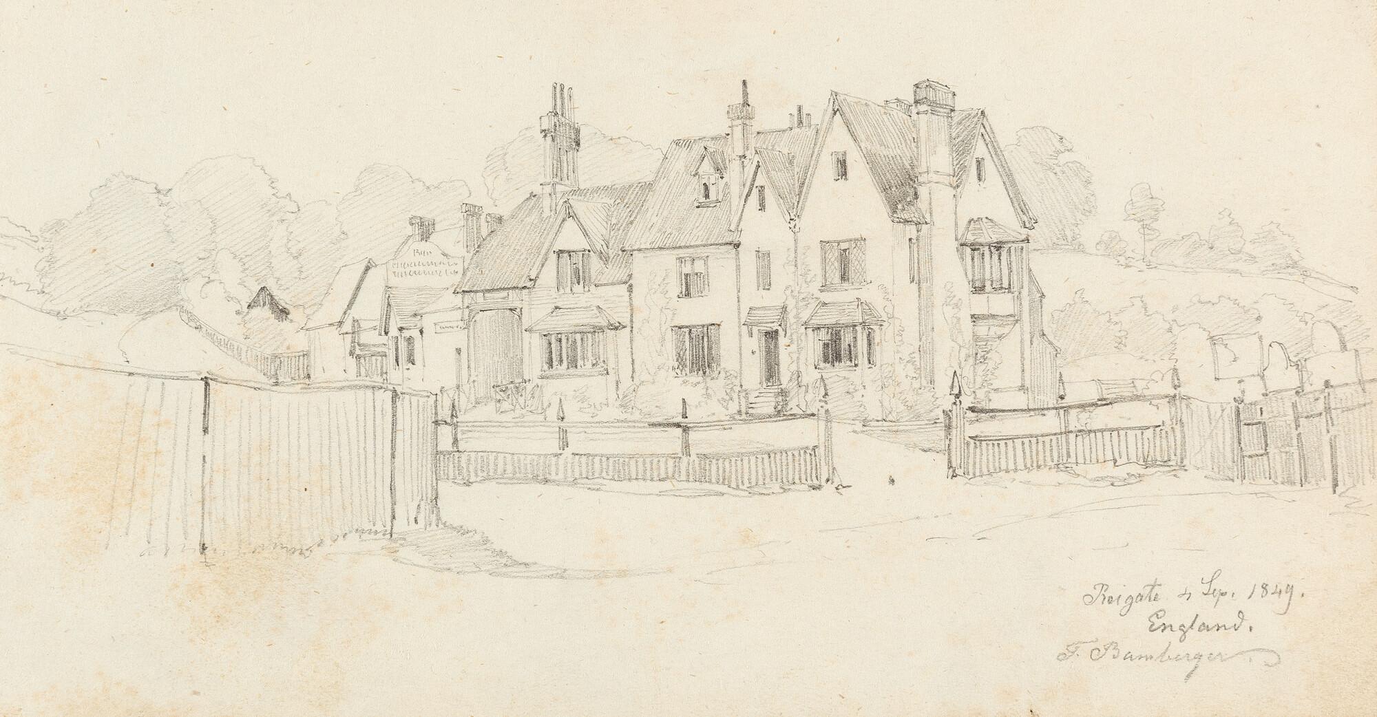 Fritz Bamberger - 2 Bll.: Reigate, England – Bäuerliches Anwesen.