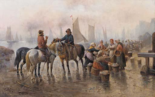 Fritz Baumgartner - Fisherfolk by a harbor