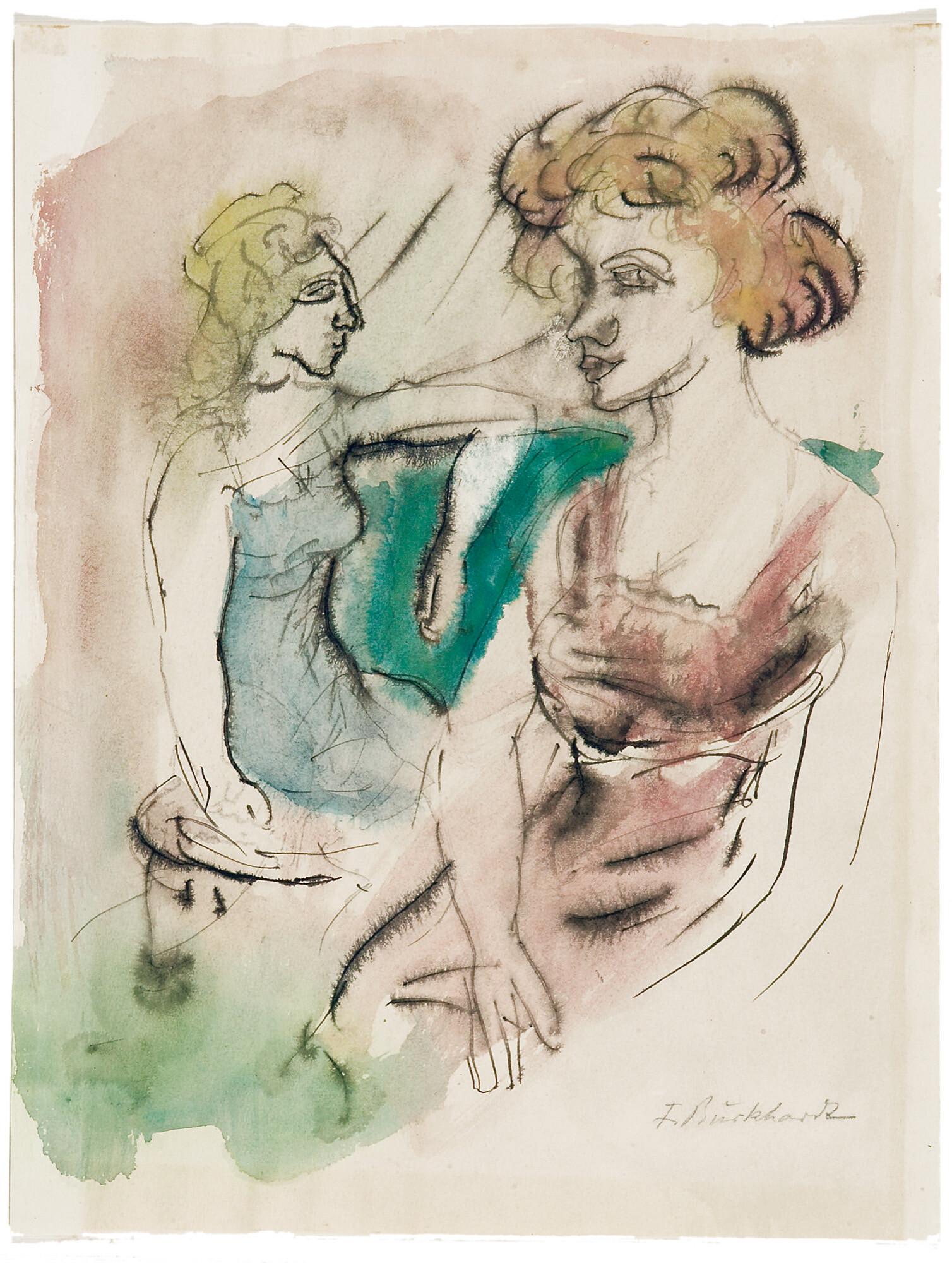 Fritz Burkhardt - Zwei sitzende Dirnen.