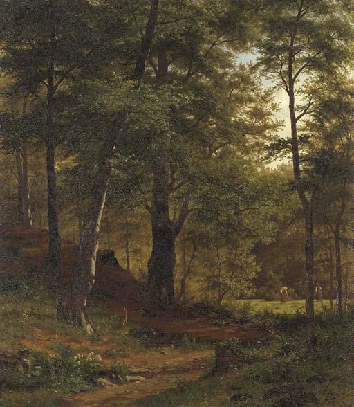 Fritz Carl Werner Ebel - A Forest Clearing with Figures