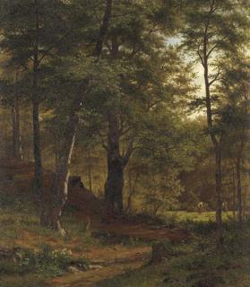 Fritz Carl Werner Ebel - A Forest Clearing with Figures