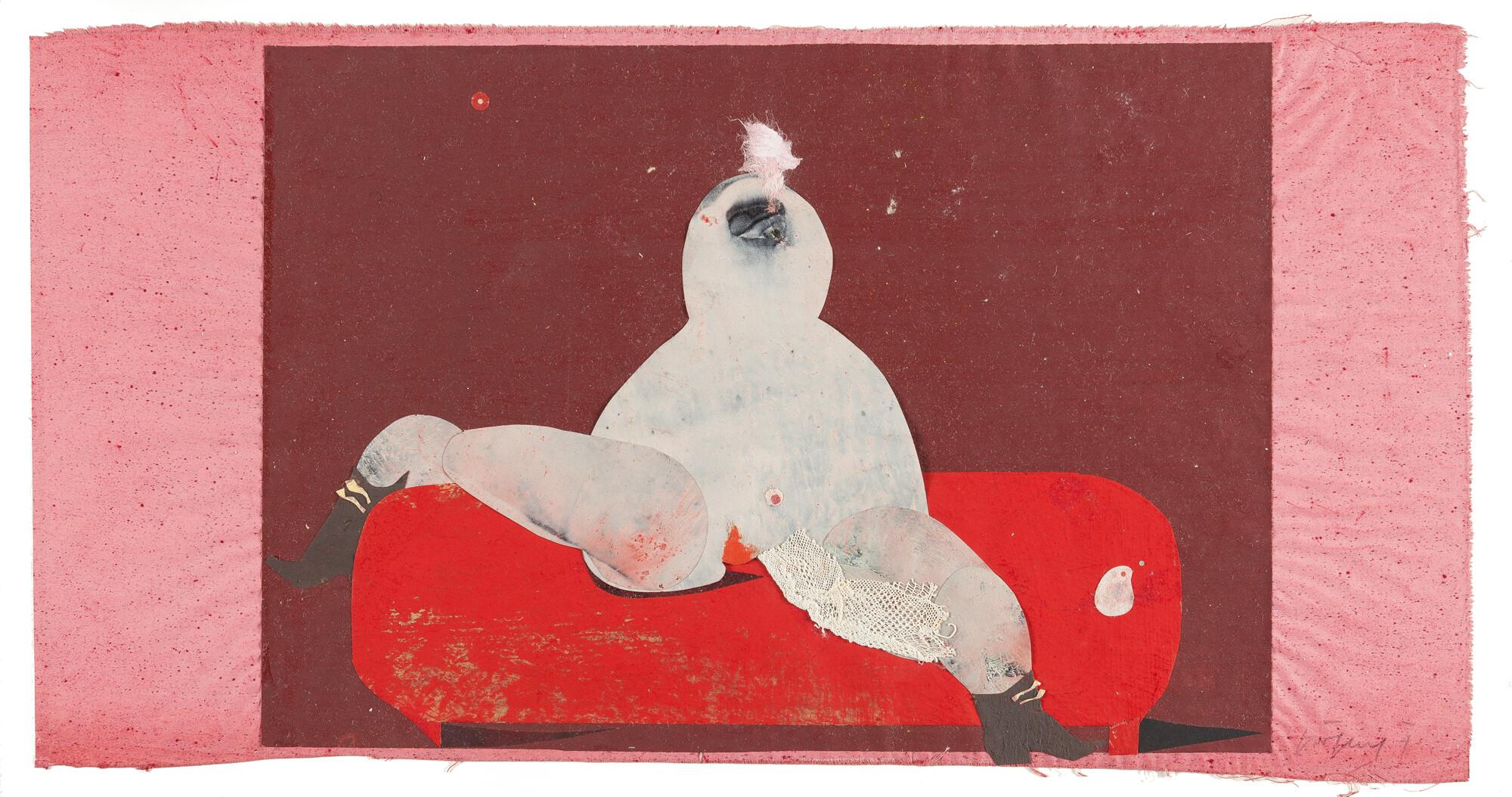 Fritz Fröhlich - Akt auf rotem Sofa