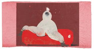 Fritz Fröhlich - Akt auf rotem Sofa