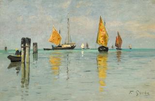 Fritz Grebe - Boote in der Lagune von Venedig