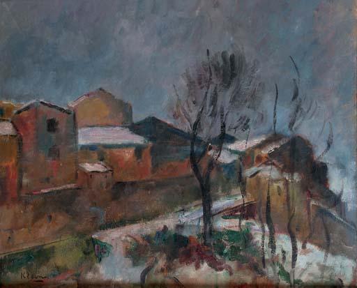 Fritz Klein - Paysage de neige à Cagnes sur mer