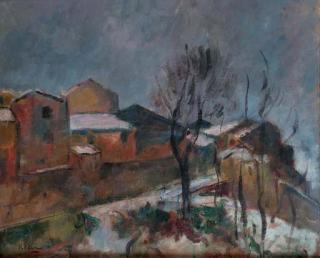 Fritz Klein - Paysage de neige à Cagnes sur mer