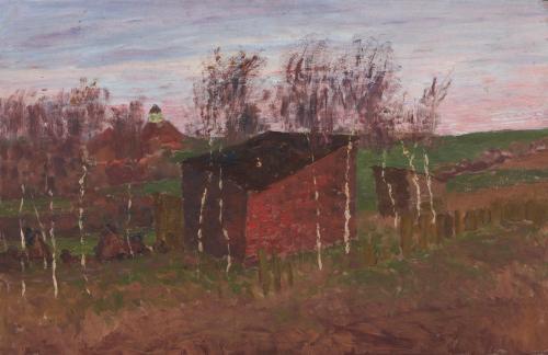 Fritz Overbeck - Atelier mit Sandkuhle und Kirche.