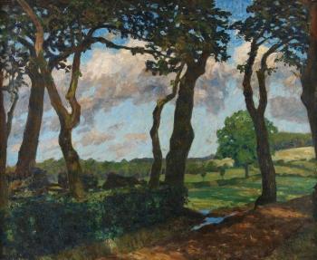 Fritz Overbeck - Bäume an der Aue im Sommerwind