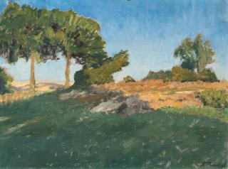 Fritz Overbeck - Studie mit Buschsilhouette