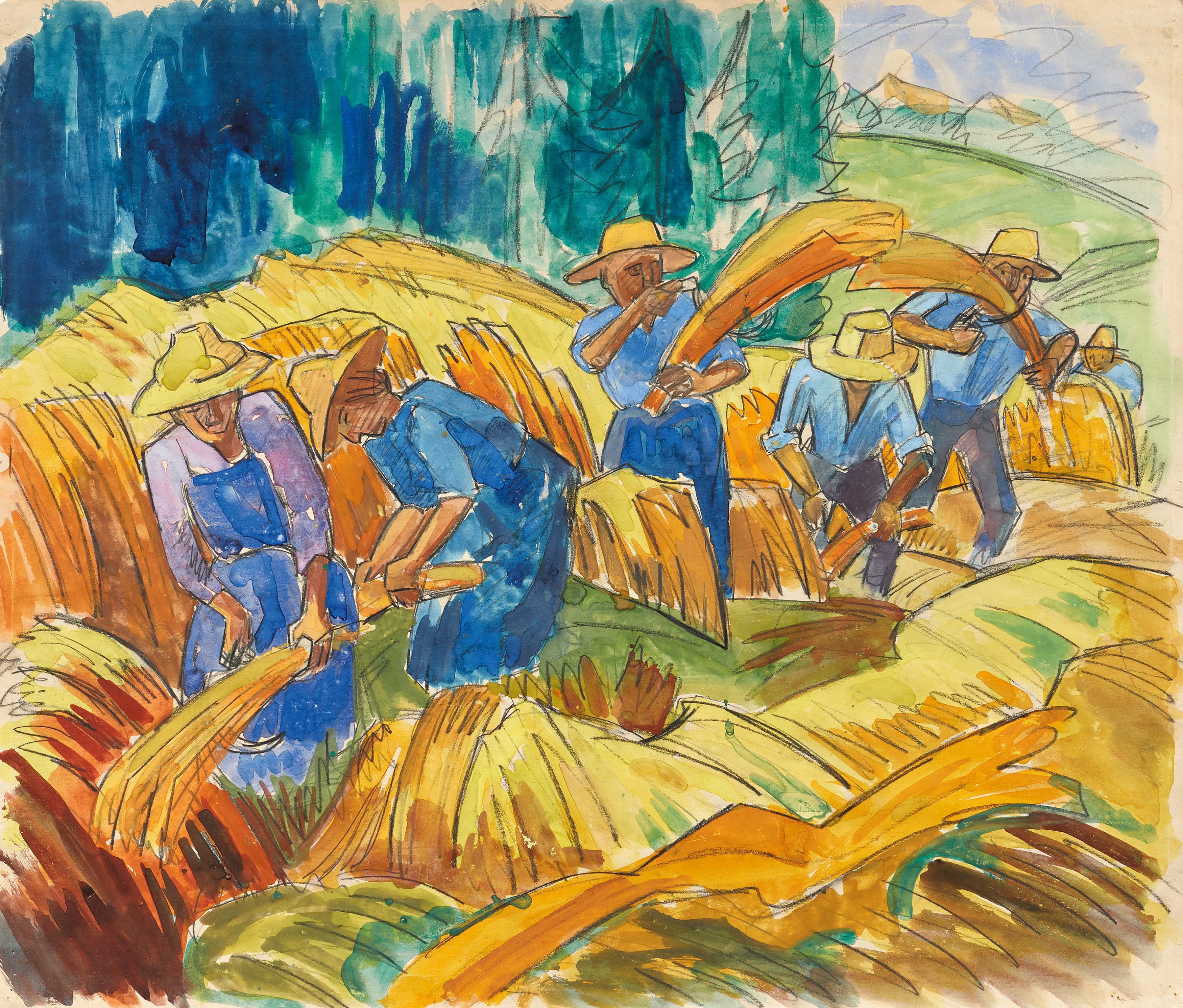 Fritz Schaefler - Bei der Heuernte.